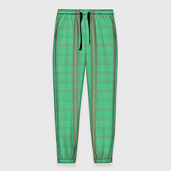 Брюки на резинке мужские Color green cage brown stripes, цвет: 3D-принт