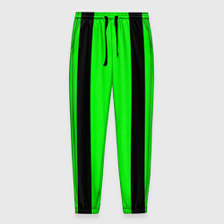Брюки на резинке мужские Color black and green stripes, цвет: 3D-принт