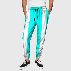 Брюки на резинке мужские Color blue white stripes, цвет: 3D-принт — фото 2
