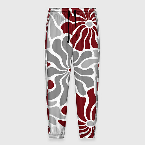 Мужские брюки Цветы cherry and grey pattern / 3D-принт – фото 1