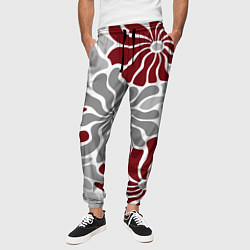 Брюки на резинке мужские Цветы cherry and grey pattern, цвет: 3D-принт — фото 2