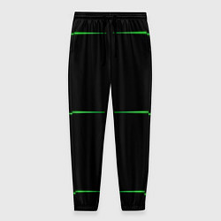 Брюки на резинке мужские Color black green orange stripes, цвет: 3D-принт