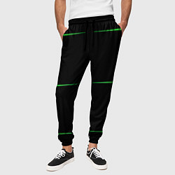 Брюки на резинке мужские Color black green orange stripes, цвет: 3D-принт — фото 2