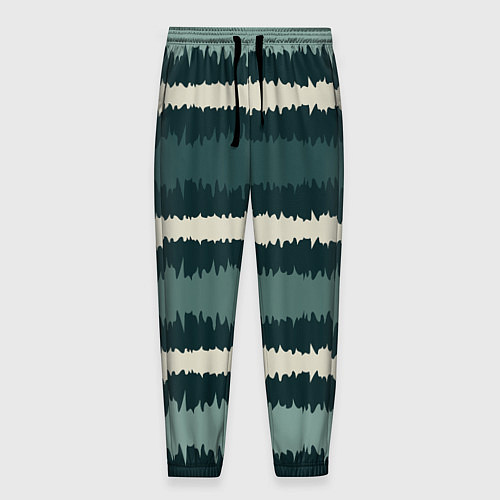 Мужские брюки Полосы зигзагообразные зеленые / 3D-принт – фото 1