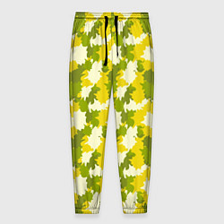Брюки на резинке мужские Яркий камуфляж желтые и зеленые пятна, цвет: 3D-принт