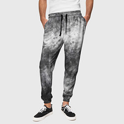 Брюки на резинке мужские Абстракция - black and white metal scuffs, цвет: 3D-принт — фото 2