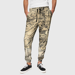 Брюки на резинке мужские Властелин колец карта, цвет: 3D-принт — фото 2