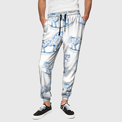 Брюки на резинке мужские Лошадка качалка гжель, цвет: 3D-принт — фото 2
