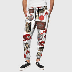 Брюки на резинке мужские Неваляшка утюг ретро авоська петушок телефон, цвет: 3D-принт — фото 2