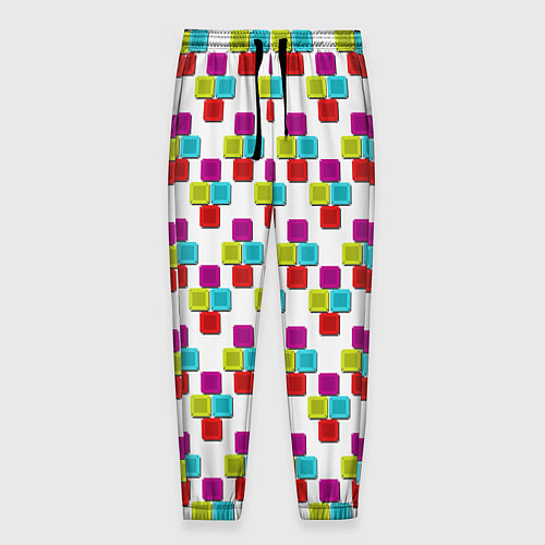 Мужские брюки Цветные блоки на белом / 3D-принт – фото 1