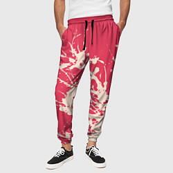 Брюки на резинке мужские Бежевый взрыв на розовом, цвет: 3D-принт — фото 2