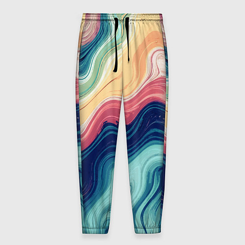 Мужские брюки Абстрактные волнистые линии синий / 3D-принт – фото 1