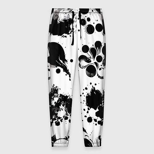 Мужские брюки Чёрно-белые кляксы - абстракция / 3D-принт – фото 1