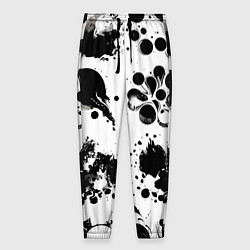 Мужские брюки Чёрно-белые кляксы - абстракция