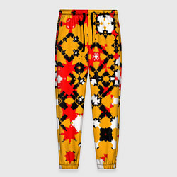 Брюки на резинке мужские Красно-желтая геометрическая абстракция, цвет: 3D-принт