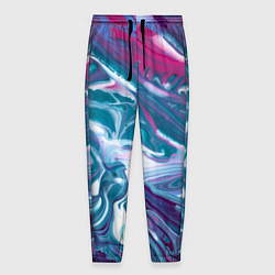 Мужские брюки Абстракция бело сине красный мрамор