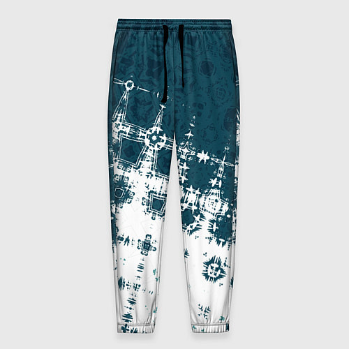 Мужские брюки Узорчатая текстура сине-белая / 3D-принт – фото 1