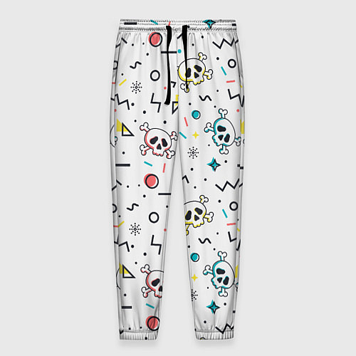 Мужские брюки Паттерн с черепами и геометрическими фигурами на Х / 3D-принт – фото 1