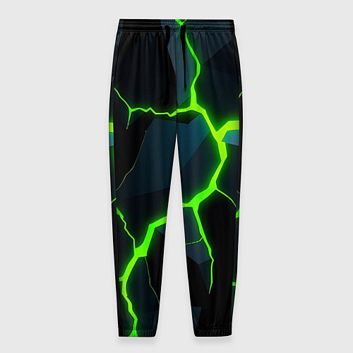 Мужские брюки Glow green neon / 3D-принт – фото 1