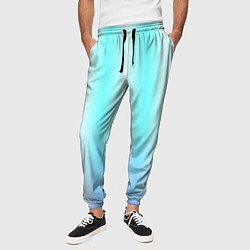 Брюки на резинке мужские Neon white blue lines, цвет: 3D-принт — фото 2