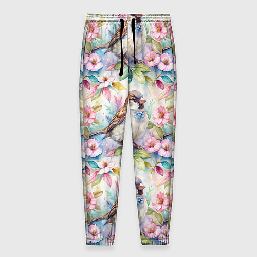 Мужские брюки Воробей в ярких цветах паттерн / 3D-принт – фото 1