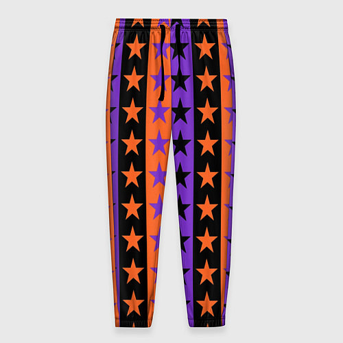 Мужские брюки Звёзды Хэллоуина паттерн полосатый / 3D-принт – фото 1