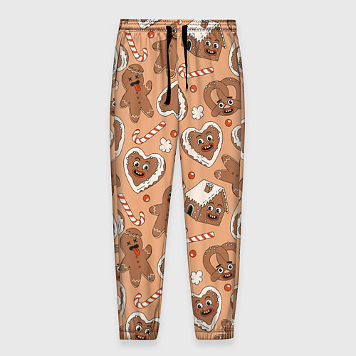 Мужские брюки Паттерн с новогодним печеньем / 3D-принт – фото 1