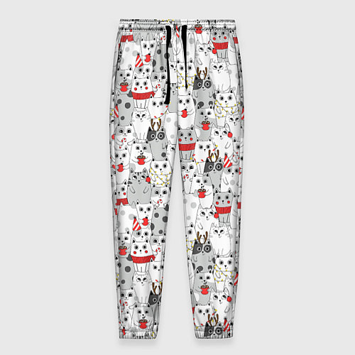Мужские брюки Новогодние котики / 3D-принт – фото 1