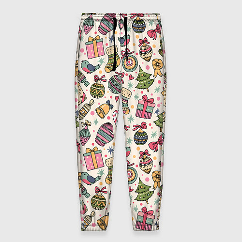 Мужские брюки Новогодний паттерн / 3D-принт – фото 1