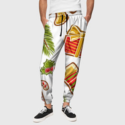 Брюки на резинке мужские Рождественский вайб, цвет: 3D-принт — фото 2