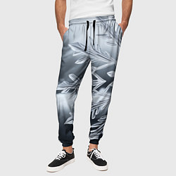Брюки на резинке мужские Снежинка на черно белое, цвет: 3D-принт — фото 2