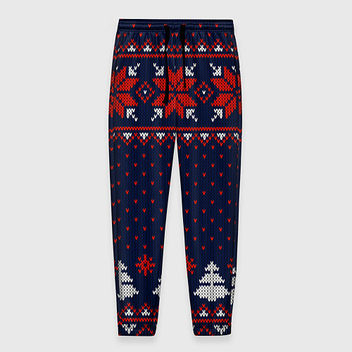 Мужские брюки Новогодний вязаный узор / 3D-принт – фото 1
