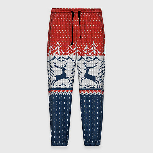 Мужские брюки Вязаный узор с оленями / 3D-принт – фото 1