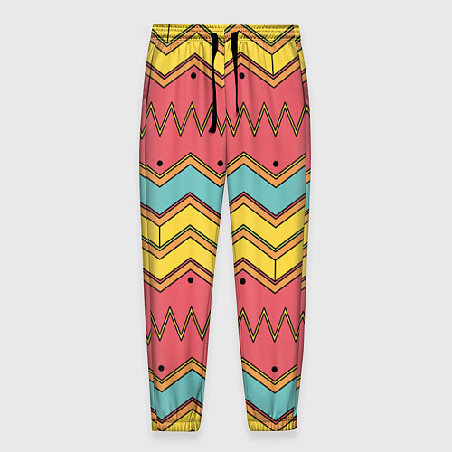 Мужские брюки Цветные зигзаги / 3D-принт – фото 1