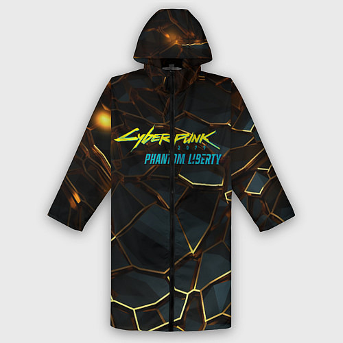 Мужской дождевик Cyberpunk 2077 phantom liberty gold abstract / 3D-принт – фото 1