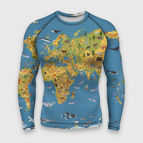Мужской рашгард Карта мира детская / 3D-принт – фото 1