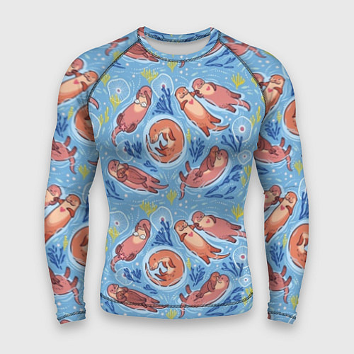 Мужской рашгард Весёлые дружные выдры / 3D-принт – фото 1