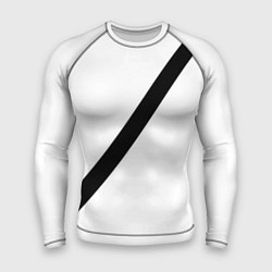 Рашгард мужской Ремень безопасности - черная полоса прикол на бело, цвет: 3D-принт