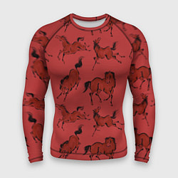 Рашгард мужской Красные кони, цвет: 3D-принт