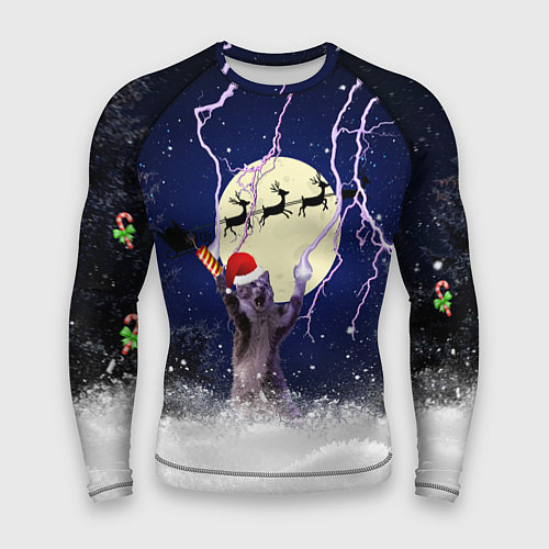Мужской рашгард Новогодний Кот / 3D-принт – фото 1