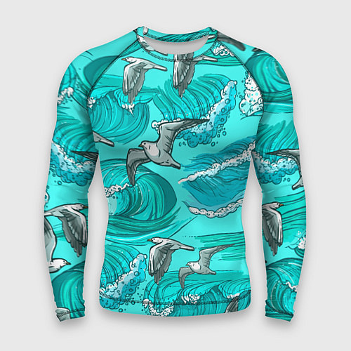 Мужской рашгард Чайки в море / 3D-принт – фото 1