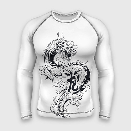 Мужской рашгард Китайский дракон на белом фоне / 3D-принт – фото 1