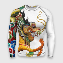 Рашгард мужской Желтый китайский дракон 3D, цвет: 3D-принт