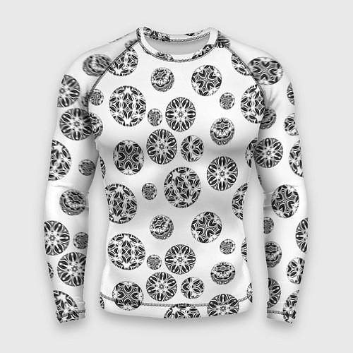 Мужской рашгард Черно-белый геометрический узор / 3D-принт – фото 1