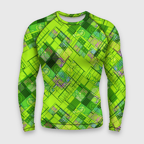 Мужской рашгард Ярко-зеленый абстрактный узор / 3D-принт – фото 1