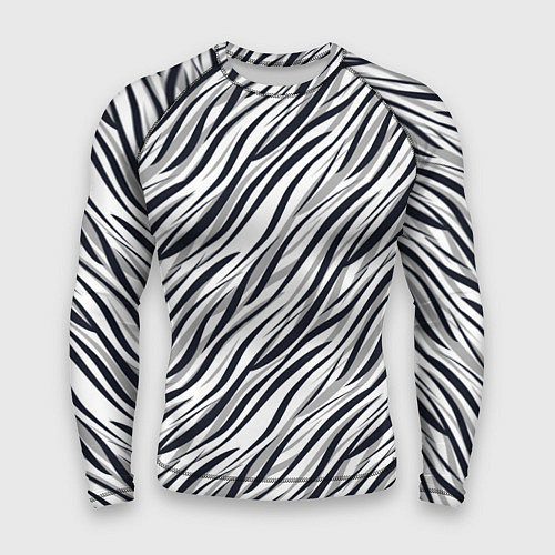 Мужской рашгард Черно-белый полосатый тигровый / 3D-принт – фото 1