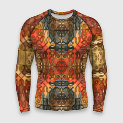 Рашгард мужской Коллекция Фрактальная мозаика Оранжевый, цвет: 3D-принт