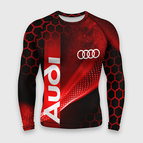 Мужской рашгард AUDI АУДИ SPORT СПОРТ RED AND BLACK / 3D-принт – фото 1