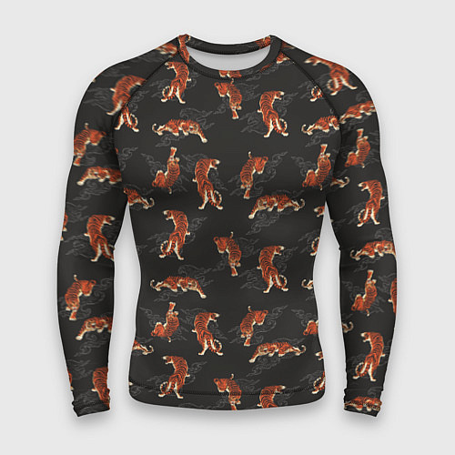 Мужской рашгард Тигр-хищник в облаках / 3D-принт – фото 1