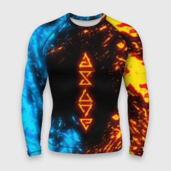 Рашгард мужской СИМВОЛЫ ВЕДЬМАКА ОГОНЬ И ВОДА, цвет: 3D-принт